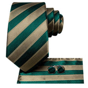 green striped silk necktie set for men, view 4 - MRSLM