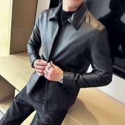 Faux leather lapel business jacket, view 3 - MRSLM