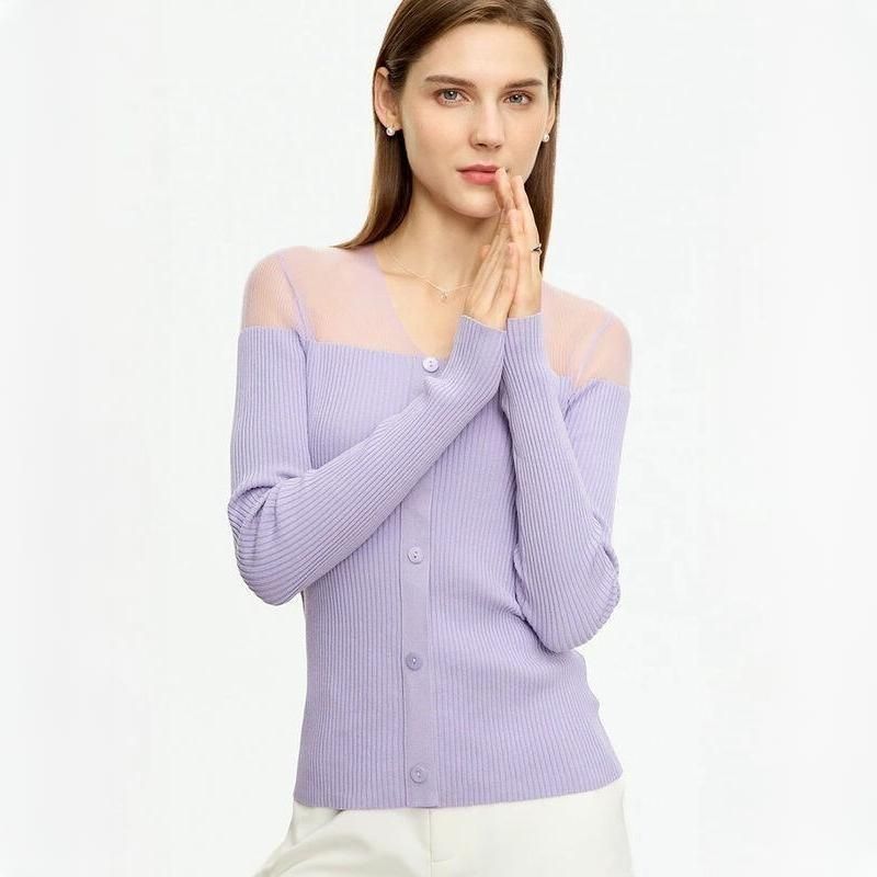 Women's Patchwork Perspective V-neck Sweater