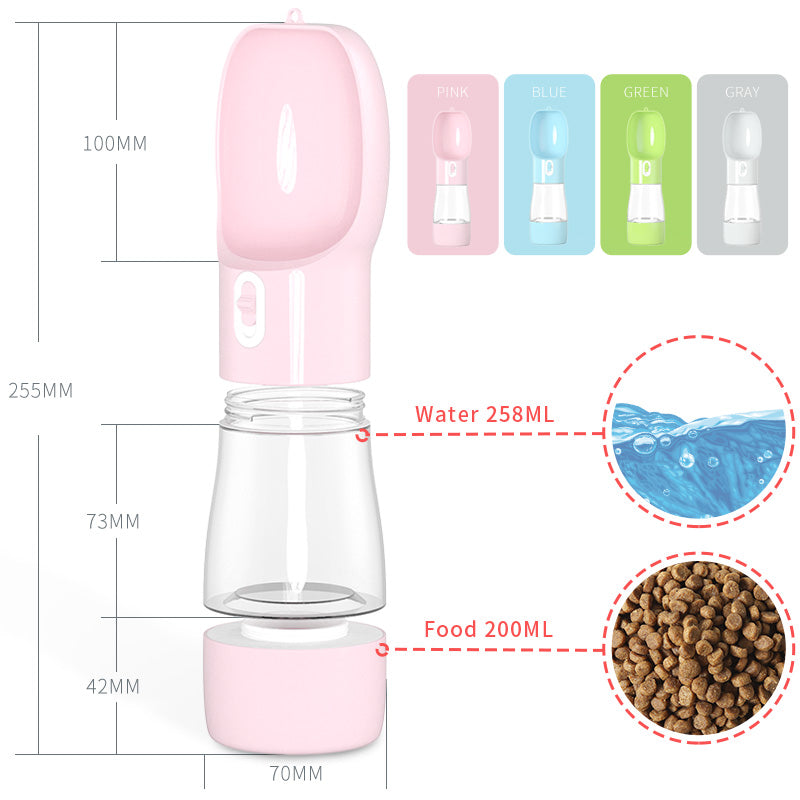 portable pet water bottle with food bowl, view 11 - MRSLM