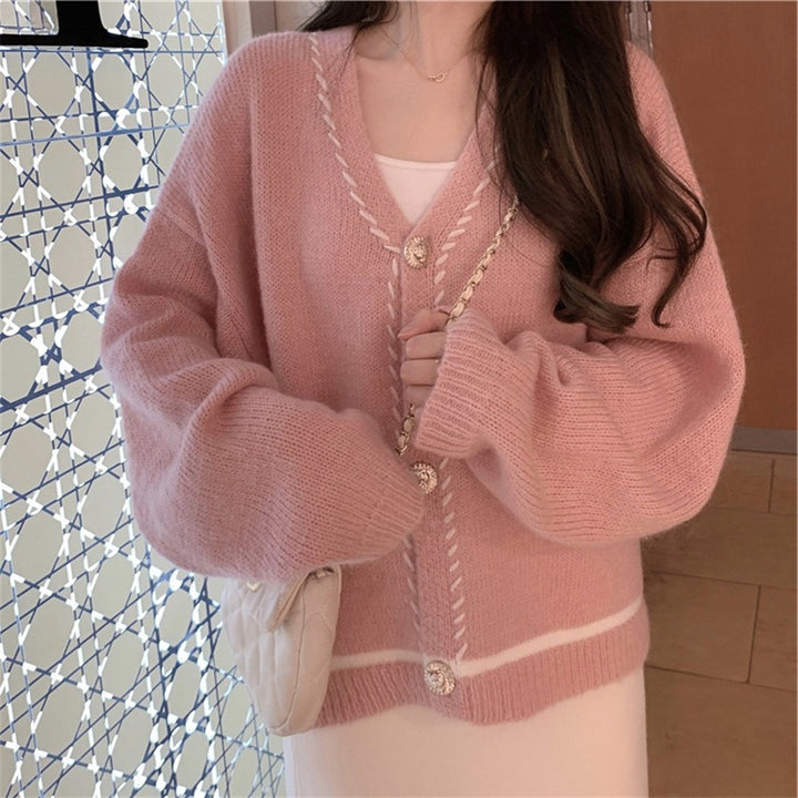 Gentle Knitted Cardigan Women's Loose And Lazy Style Sweater Coat