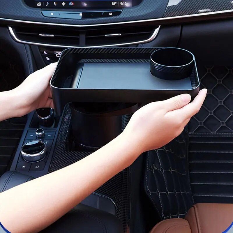 Adjustable Car Cup Holder Tray with Phone Slot and Lap Table