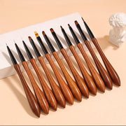 11-piece sandalwood handle nail art brush set - MRSLM