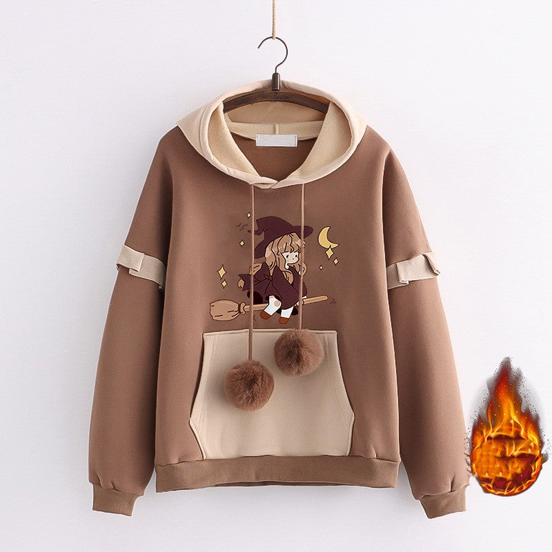 Loose Versatile Hooded Jacket For Junior High School Students In Autumn And Winter