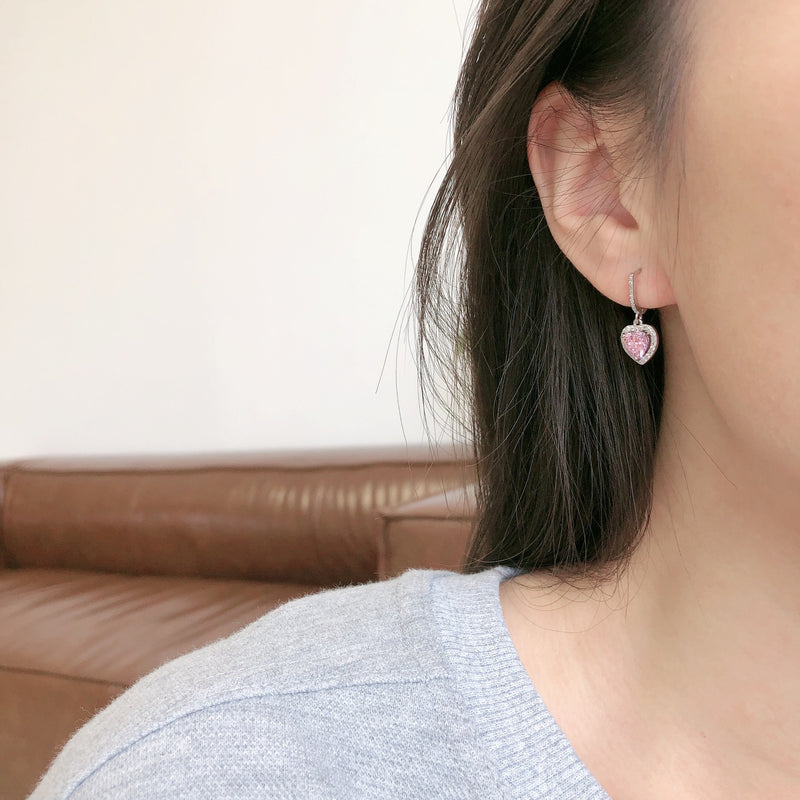 sterling silver heart stud earrings, view 4 - MRSLM