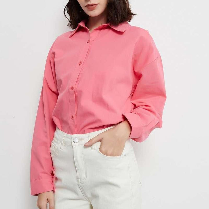 Autumn Rose Red Oversized Casual Blouse
