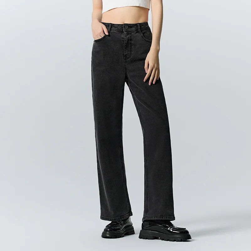 Used-Look-Jeans mit weitem Bein für Damen