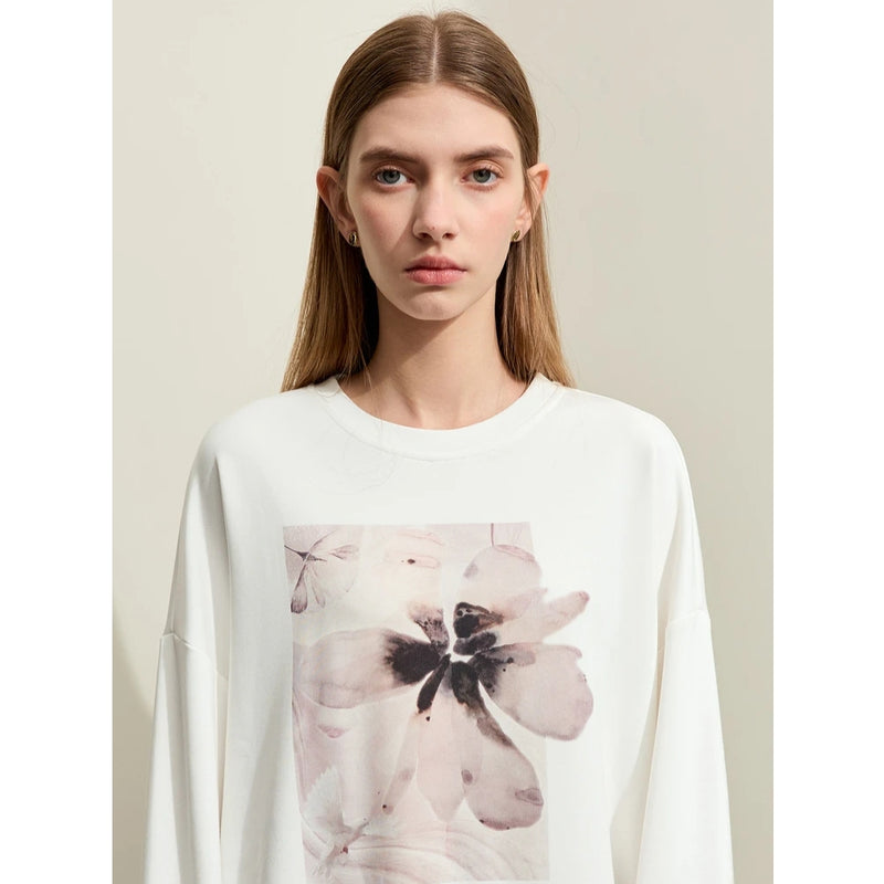 Floral print crew neck pullover, view 7 - MRSLM