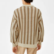 men's striped knit cardigan, view 5 - MRSLM