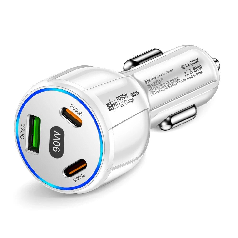 3-Port 90W Fast Car Charger