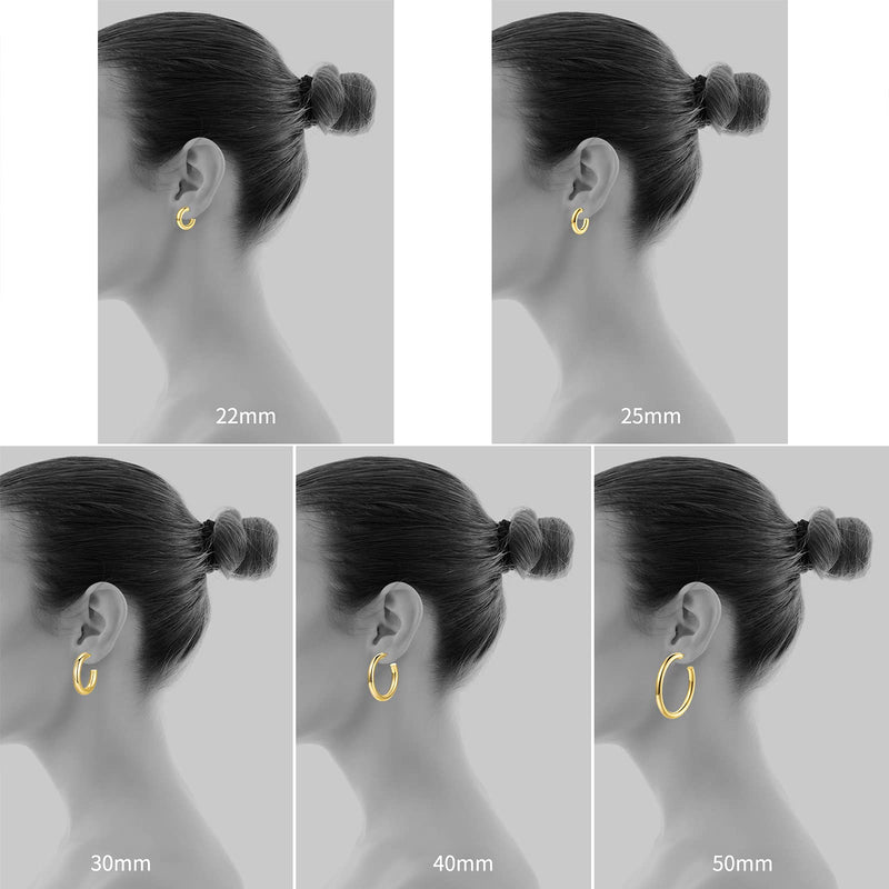 14K gold plated chunky hoop earrings, view 9 - MRSLM