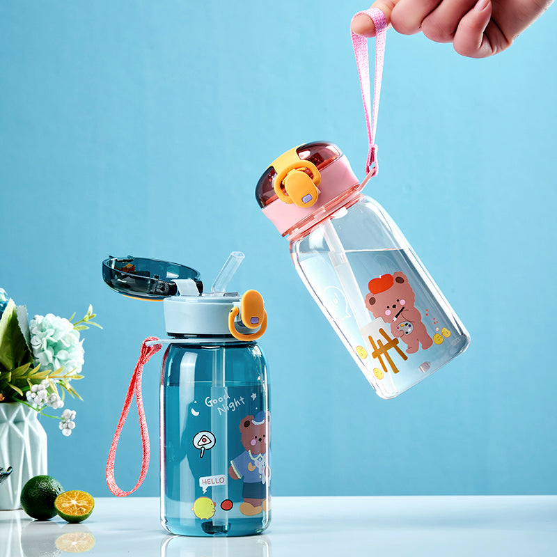 Kids' Cartoon Sippy Cup with Straw and Secure Lid