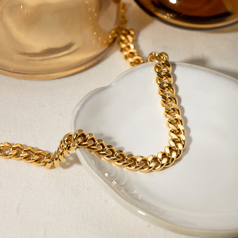 18K gold plated steel thick chain anklet, view 6 - MRSLM