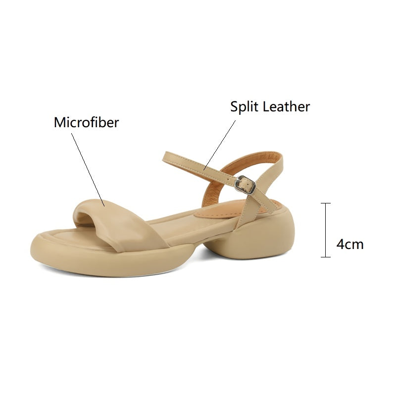 chunky heel leather casual sandals, view 9 - MRSLM