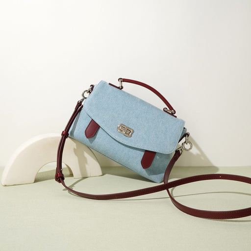 Denim and leather briefcase-style shoulder bag - MRSLM