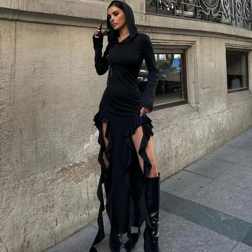 hooded irregular dress, view 6 - MRSLM
