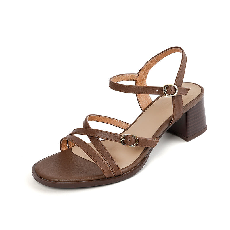 ankle strap leather sandals, view 3 - MRSLM