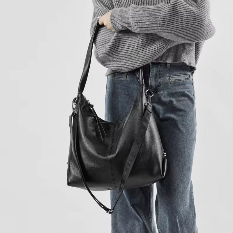 genuine leather large capacity shoulder bag, view 5 - MRSLM