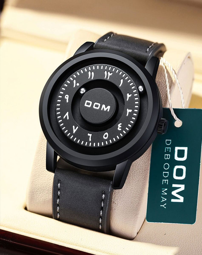 Relógio masculino com pulseira de aço e suspensão magnética