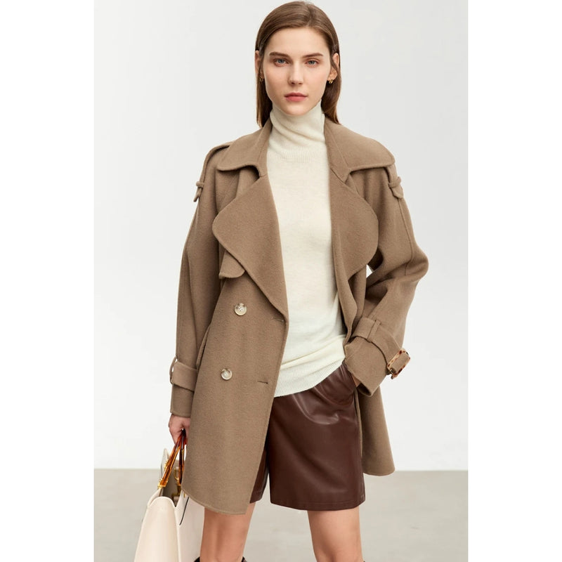 Eleganter, mittellanger Wollmantel für den Herbst für Damen