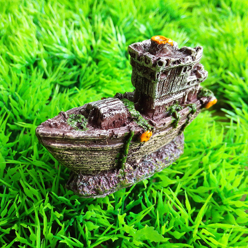 sunken shipwreck aquarium ornament, view 6 - MRSLM