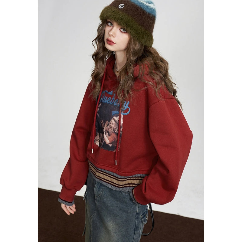 Rote Fleece-Hoodies für Damen