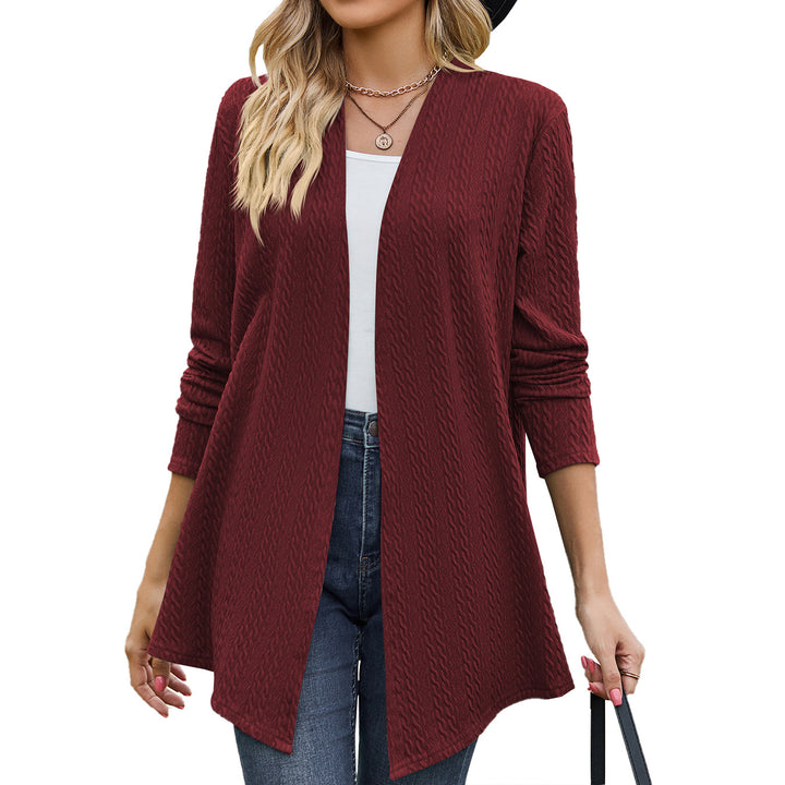 Women's Fashion Casual Solid Color Small Twist Long Sleeve Knitted Coat