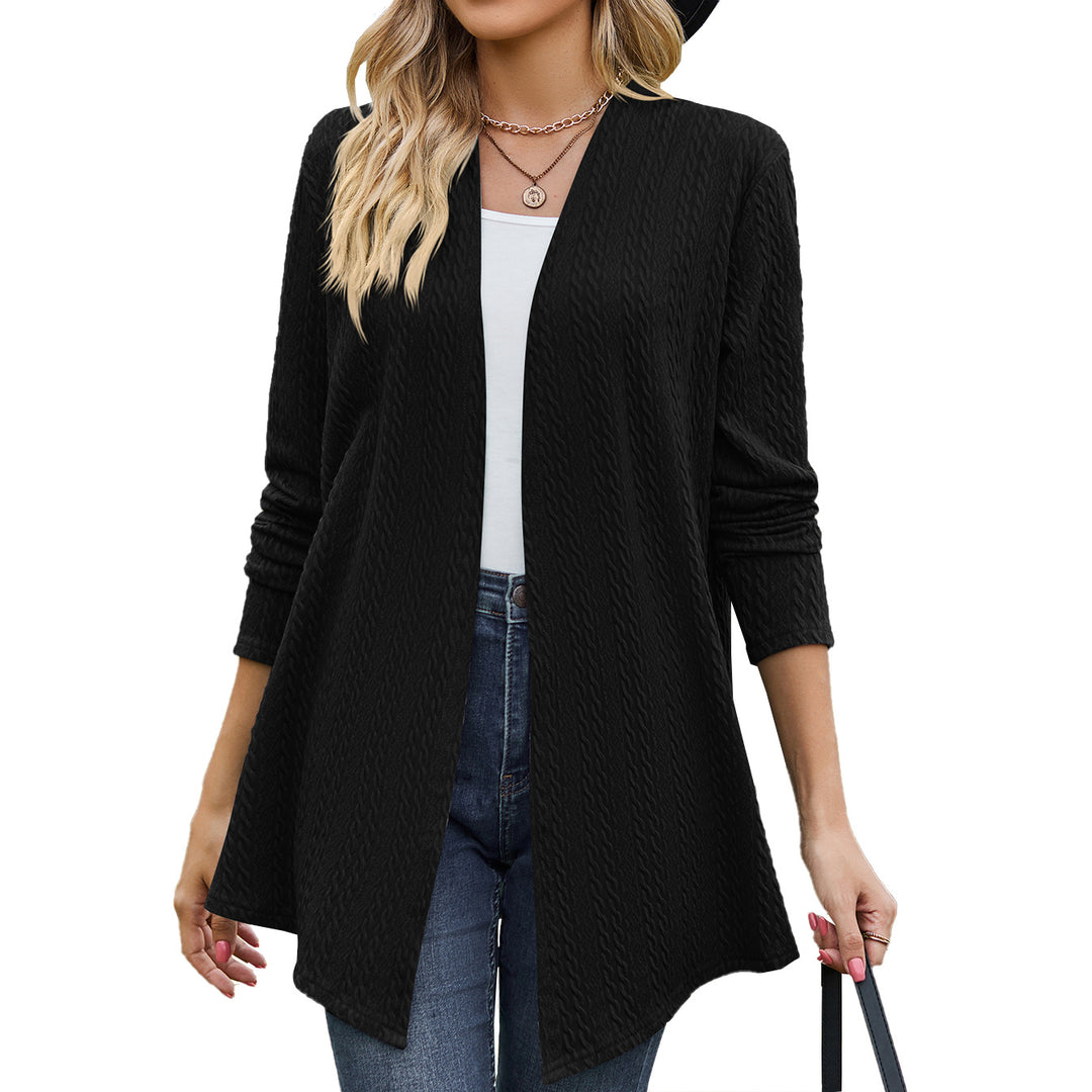 Women's Fashion Casual Solid Color Small Twist Long Sleeve Knitted Coat