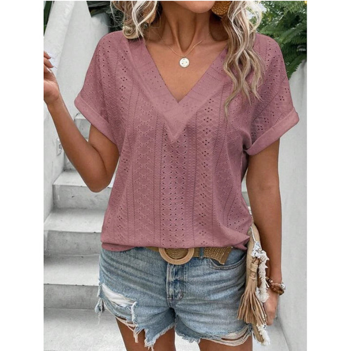 Women's V-neck Loose Top Short-sleeved T-shirt