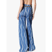 high-waist striped denim trousers, view 4 - MRSLM