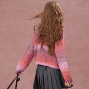 gradient v-neck cardigan sweater, view 5 - MRSLM