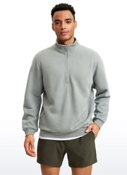 men's fleece-lined mock neck half zip sweatshirt, view 6 - MRSLM