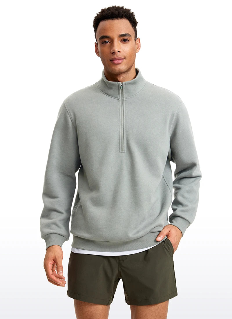 men's fleece-lined mock neck half zip sweatshirt, view 6 - MRSLM