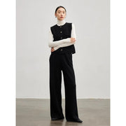 wide leg wool-blend trousers, view 7 - MRSLM