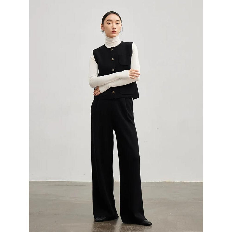 wide leg wool-blend trousers, view 7 - MRSLM
