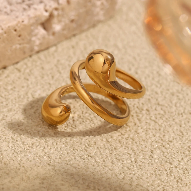 Doppellagiger Spiralring in Schlangenform, 18 Karat vergoldet
