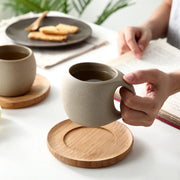 stoneware ceramic coffee mug with tray, view 4 - MRSLM