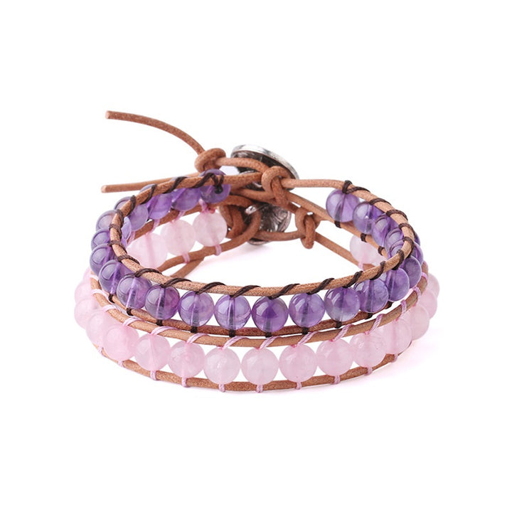 Fashionable Cowhide Rope Natural Crystal Beaded Jewelry
