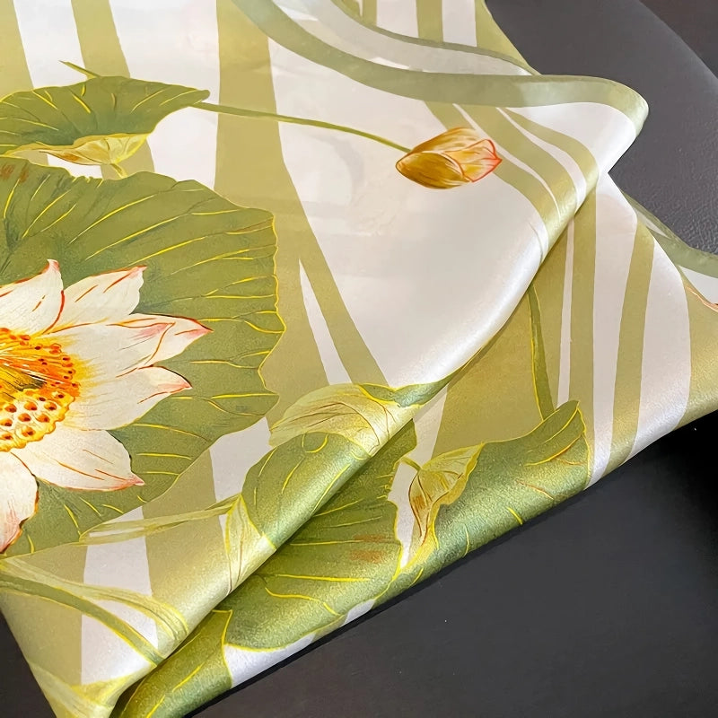 green pure silk square scarf, view 6 - MRSLM