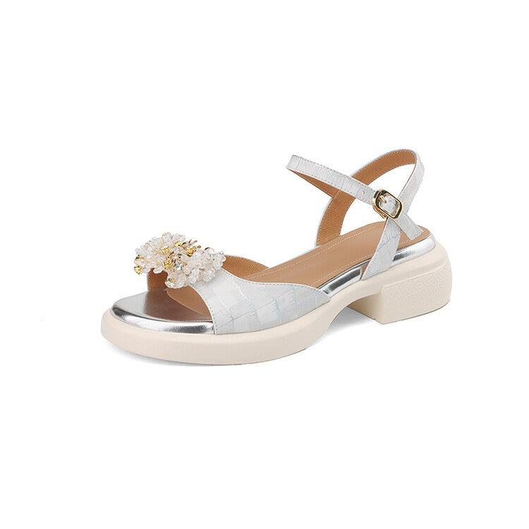 Leather chunky heel sandals, view 2 - MRSLM