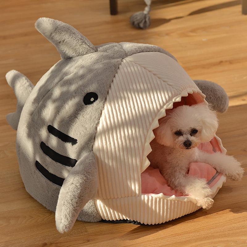 cartoon shark cat bed, view 2 - MRSLM