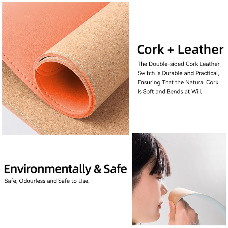 double-sided cork PU leather desk mat, view 11 - MRSLM
