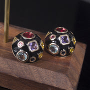 geometric zircon ball earrings, view 3 - MRSLM