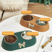 double pet feeding bowl with bow-tie design, view 6 - MRSLM
