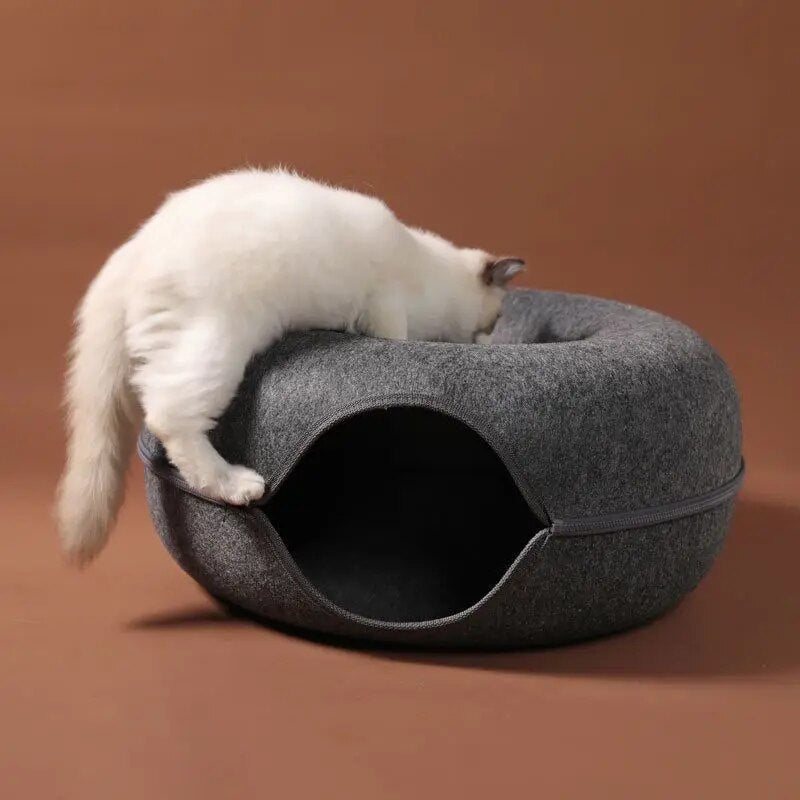 foldable felt cat tunnel bed, view 9 - MRSLM