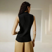 Silk-cashmere sleeveless mock neck tank top, view 10 - MRSLM