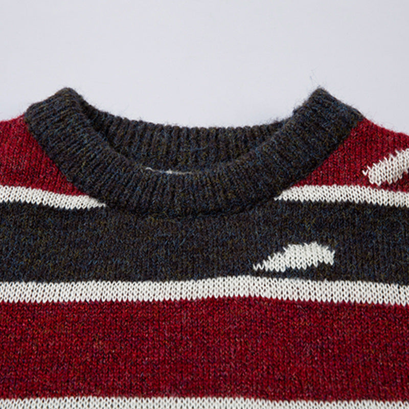 contrast color patchwork stripes sweater, view 3 - MRSLM
