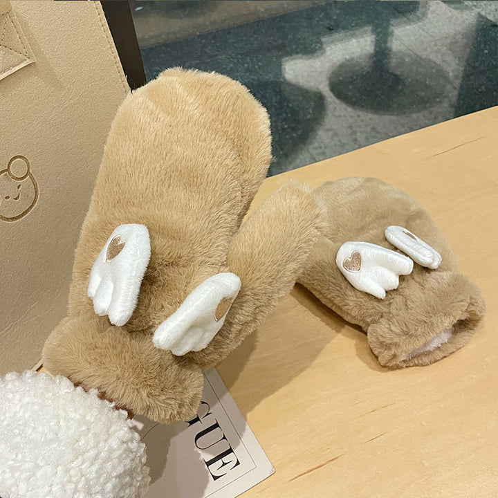 Korean Style Cute Moving Wings Gloves For Women Autumn And Winter
