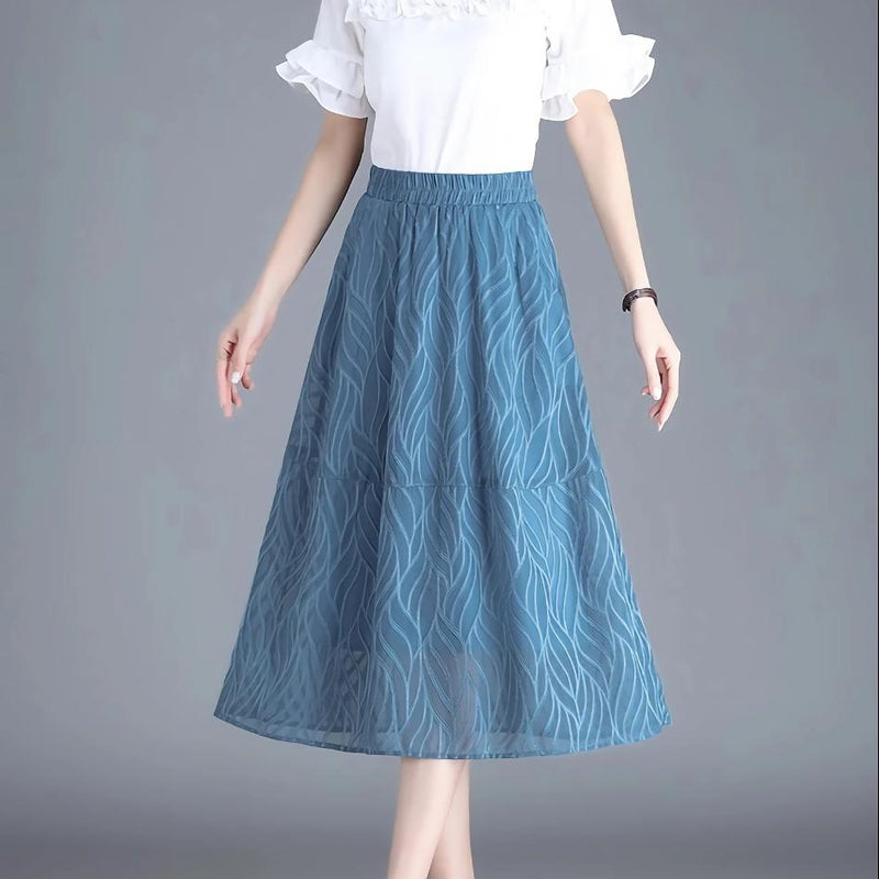 striped a-line chiffon skirt, view 10 - MRSLM