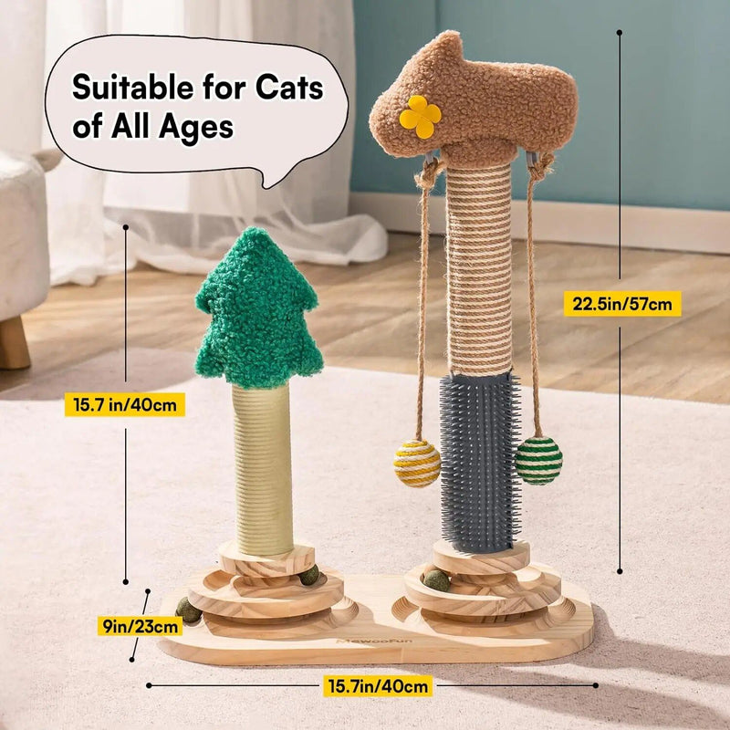 cat scratch post with 3-tier track, view 4 - MRSLM